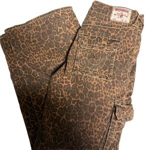 True Religion Brown Leopard Cargo Pants